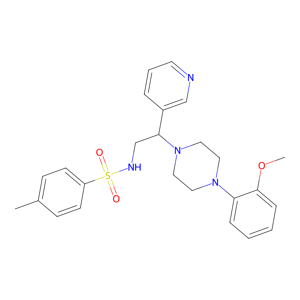 N-[2-[4-(2-methoxyphenyl)piperazin-1-yl]-2-pyridin-3-ylethyl]-4-methylbenzenesulfonamide molecular structure, CAS 863586-49-6