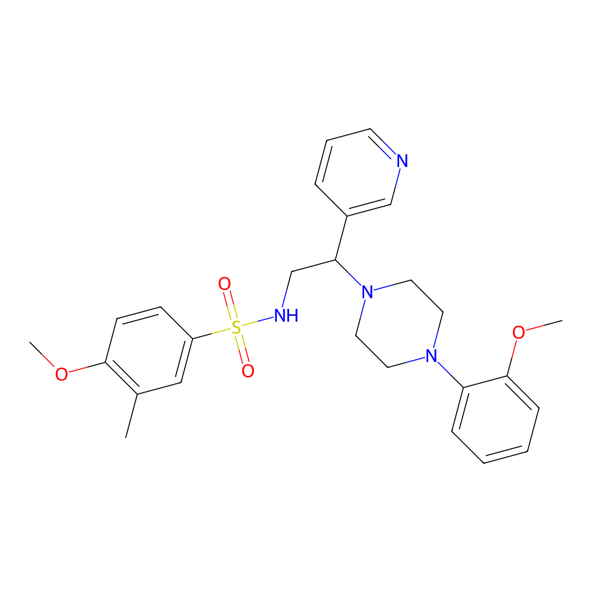4-methoxy-N-(2-(4-(2-methoxyphenyl)piperazin-1-yl)-2-(pyridin-3-yl)ethyl)-3-methylbenzenesulfonamide molecular structure, CAS 863586-53-2