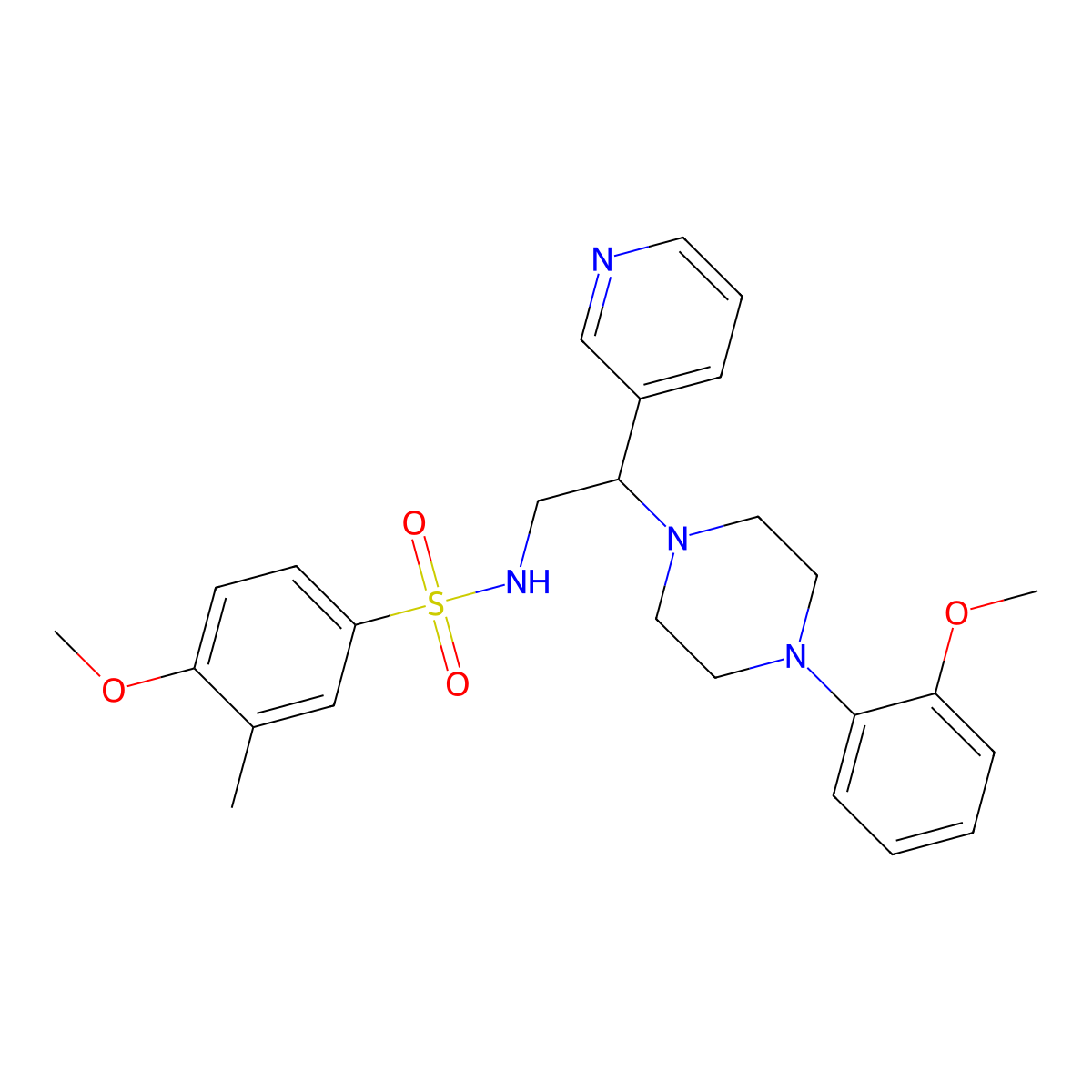 4-methoxy-N-(2-(4-(2-methoxyphenyl)piperazin-1-yl)-2-(pyridin-3-yl)ethyl)-3-methylbenzenesulfonamide molecular structure, CAS 863586-53-2