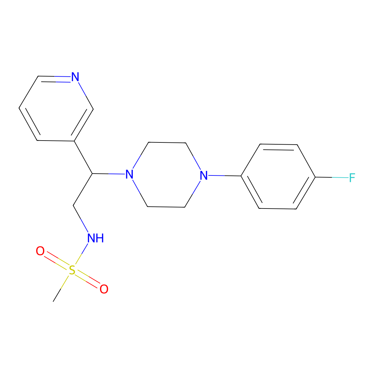 N-{2-[4-(4-fluorophenyl)piperazin-1-yl]-2-(pyridin-3-yl)ethyl}methanesulfonamide molecular structure, CAS 863586-55-4