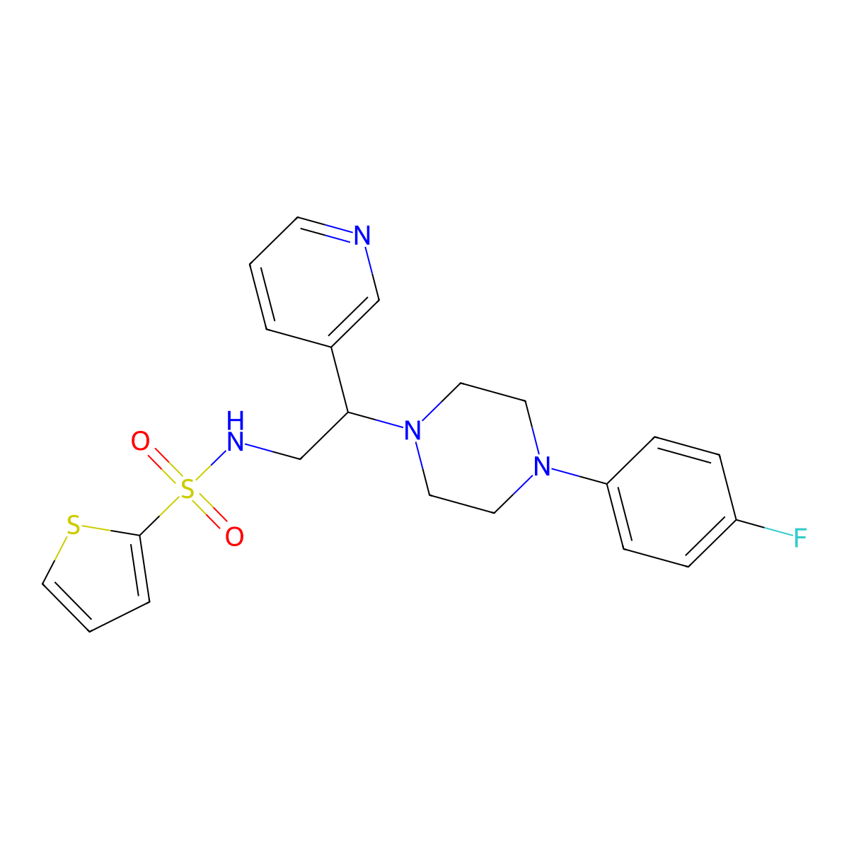 N-(2-(4-(4-fluorophenyl)piperazin-1-yl)-2-(pyridin-3-yl)ethyl)thiophene-2-sulfonamide molecular structure, CAS 863586-57-6