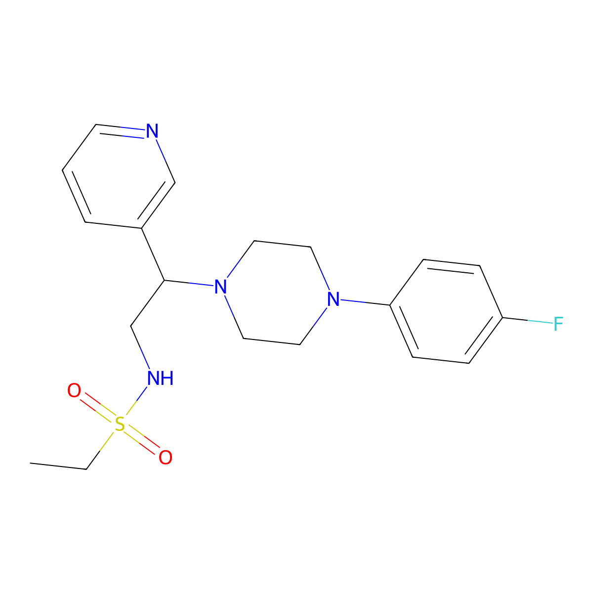 N-[2-[4-(4-fluorophenyl)piperazin-1-yl]-2-pyridin-3-ylethyl]ethanesulfonamide molecular structure, CAS 863586-63-4