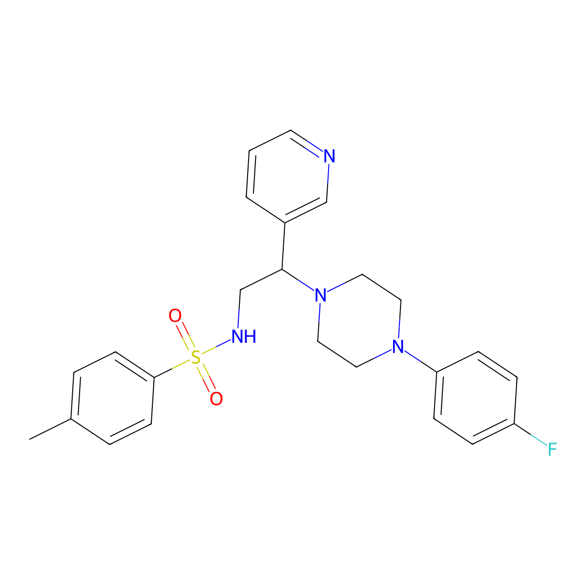 N-[2-[4-(4-fluorophenyl)piperazin-1-yl]-2-pyridin-3-ylethyl]-4-methylbenzenesulfonamide molecular structure, CAS 863586-69-0