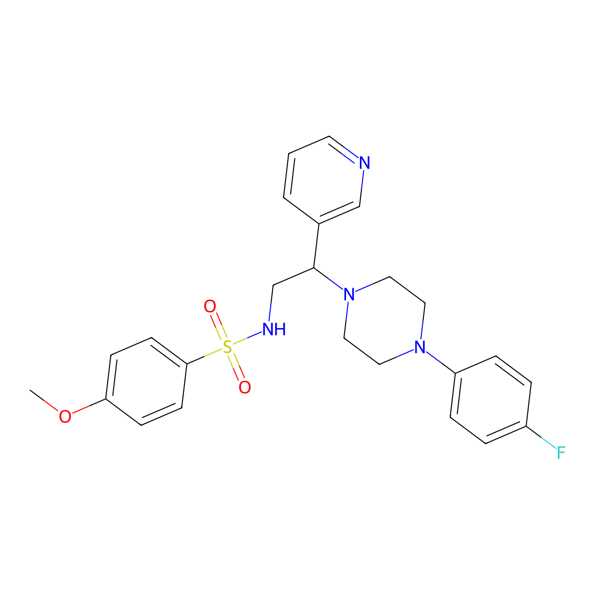 N-[2-[4-(4-fluorophenyl)piperazin-1-yl]-2-pyridin-3-ylethyl]-4-methoxybenzenesulfonamide molecular structure, CAS 863586-73-6