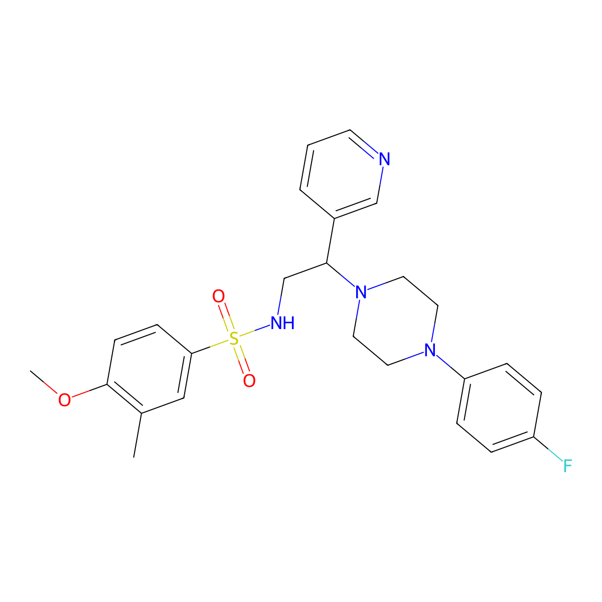 N-(2-(4-(4-fluorophenyl)piperazin-1-yl)-2-(pyridin-3-yl)ethyl)-4-methoxy-3-methylbenzenesulfonamide molecular structure, CAS 863586-75-8