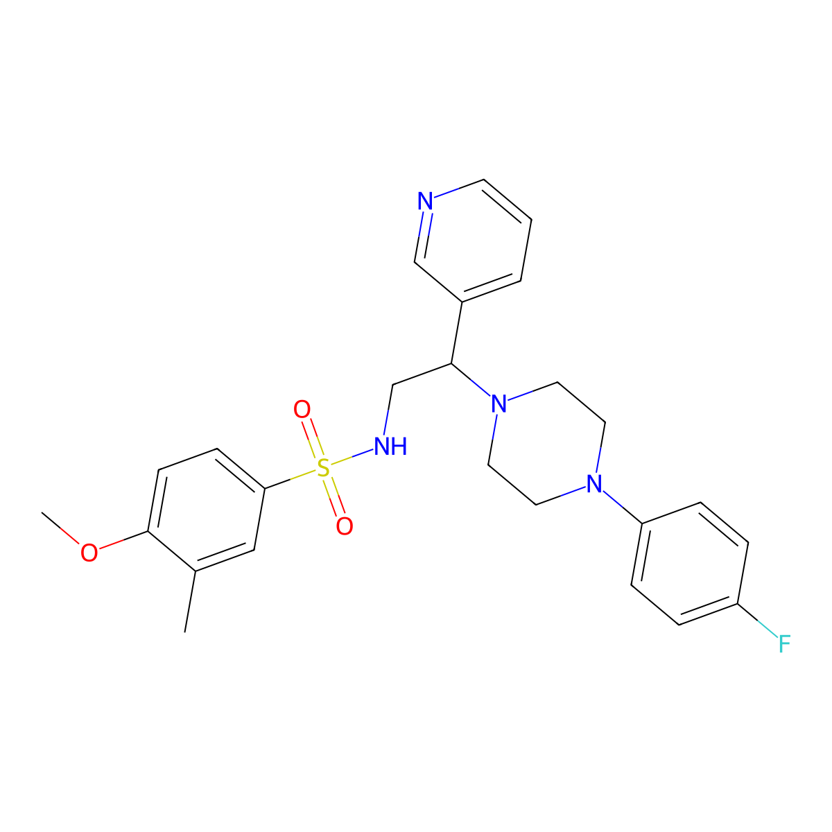 N-(2-(4-(4-fluorophenyl)piperazin-1-yl)-2-(pyridin-3-yl)ethyl)-4-methoxy-3-methylbenzenesulfonamide molecular structure, CAS 863586-75-8