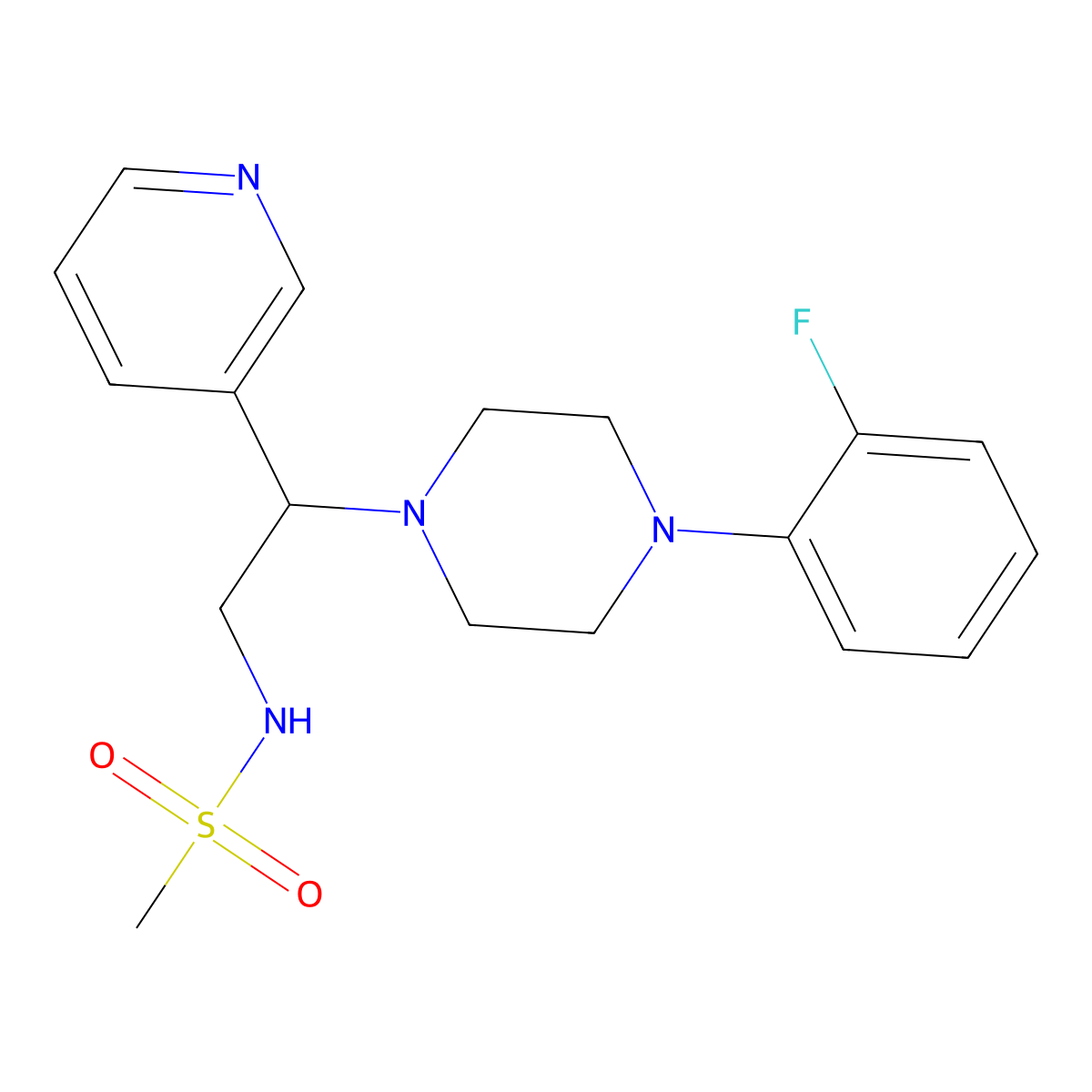 N-[2-[4-(2-fluorophenyl)piperazin-1-yl]-2-pyridin-3-ylethyl]methanesulfonamide molecular structure, CAS 863586-77-0