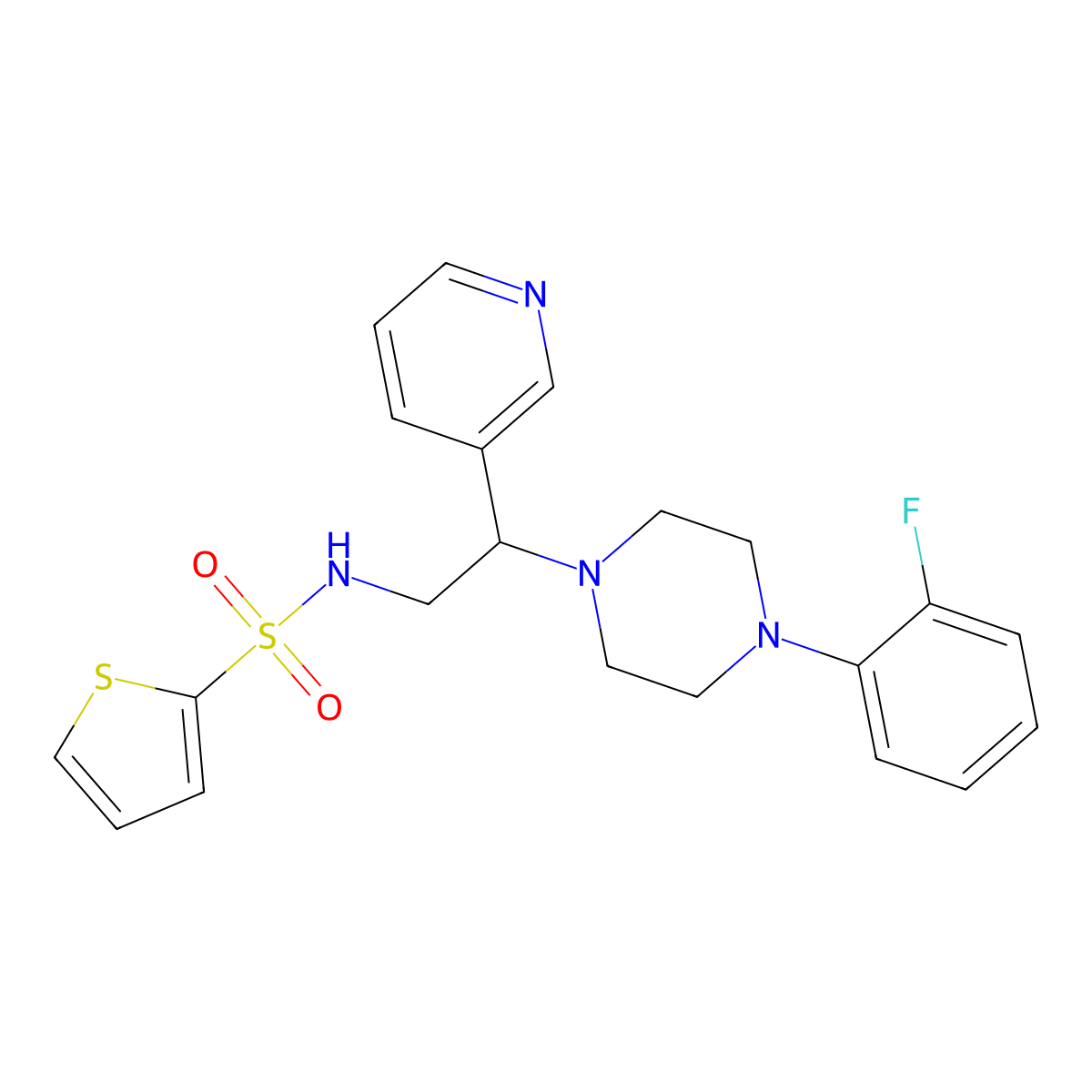 N-(2-(4-(2-fluorophenyl)piperazin-1-yl)-2-(pyridin-3-yl)ethyl)thiophene-2-sulfonamide molecular structure, CAS 863586-79-2
