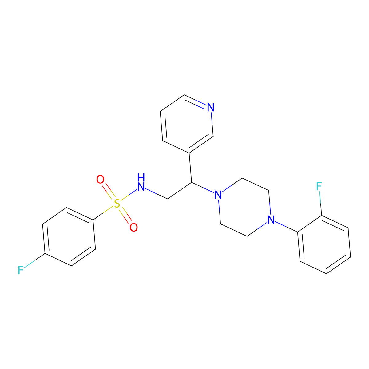 4-fluoro-N-(2-(4-(2-fluorophenyl)piperazin-1-yl)-2-(pyridin-3-yl)ethyl)benzenesulfonamide molecular structure, CAS 863586-82-7