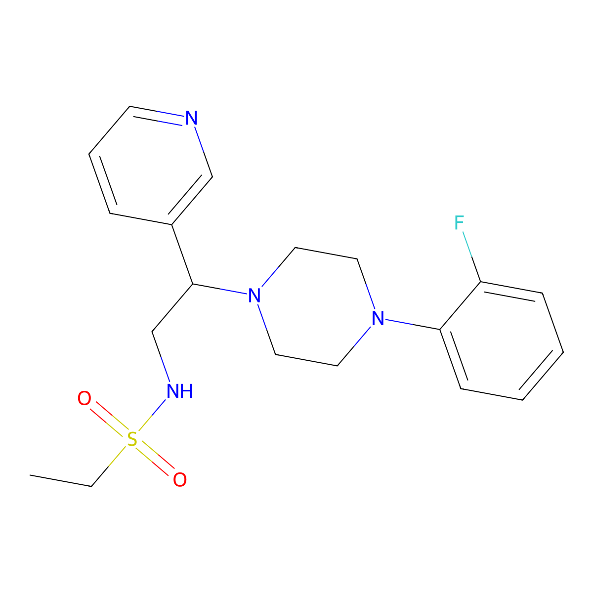 N-[2-[4-(2-fluorophenyl)piperazin-1-yl]-2-pyridin-3-ylethyl]ethanesulfonamide molecular structure, CAS 863586-84-9