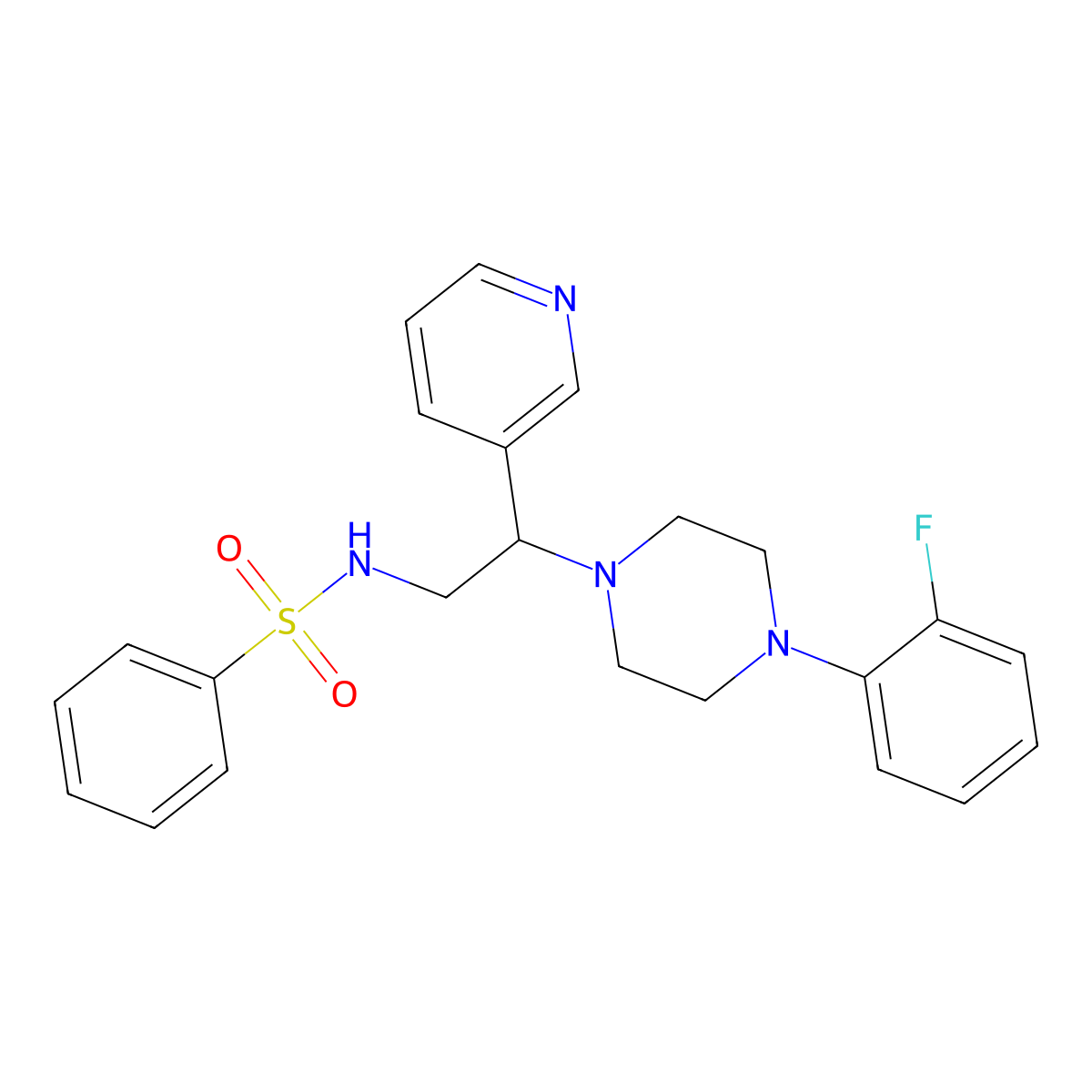 N-{2-[4-(2-fluorophenyl)piperazin-1-yl]-2-(pyridin-3-yl)ethyl}benzenesulfonamide molecular structure, CAS 863586-88-3