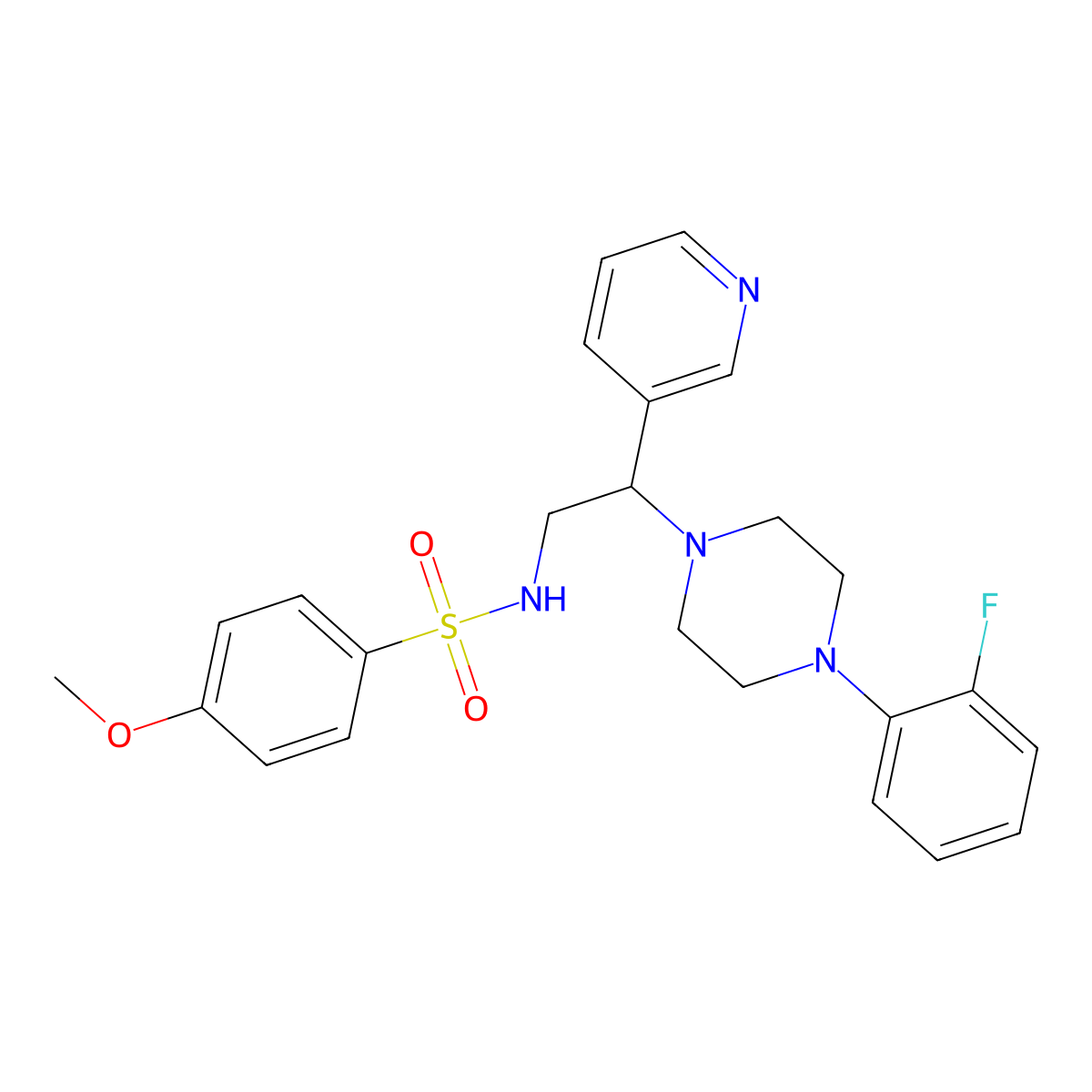 N-[2-[4-(2-fluorophenyl)piperazin-1-yl]-2-pyridin-3-ylethyl]-4-methoxybenzenesulfonamide molecular structure, CAS 863586-94-1