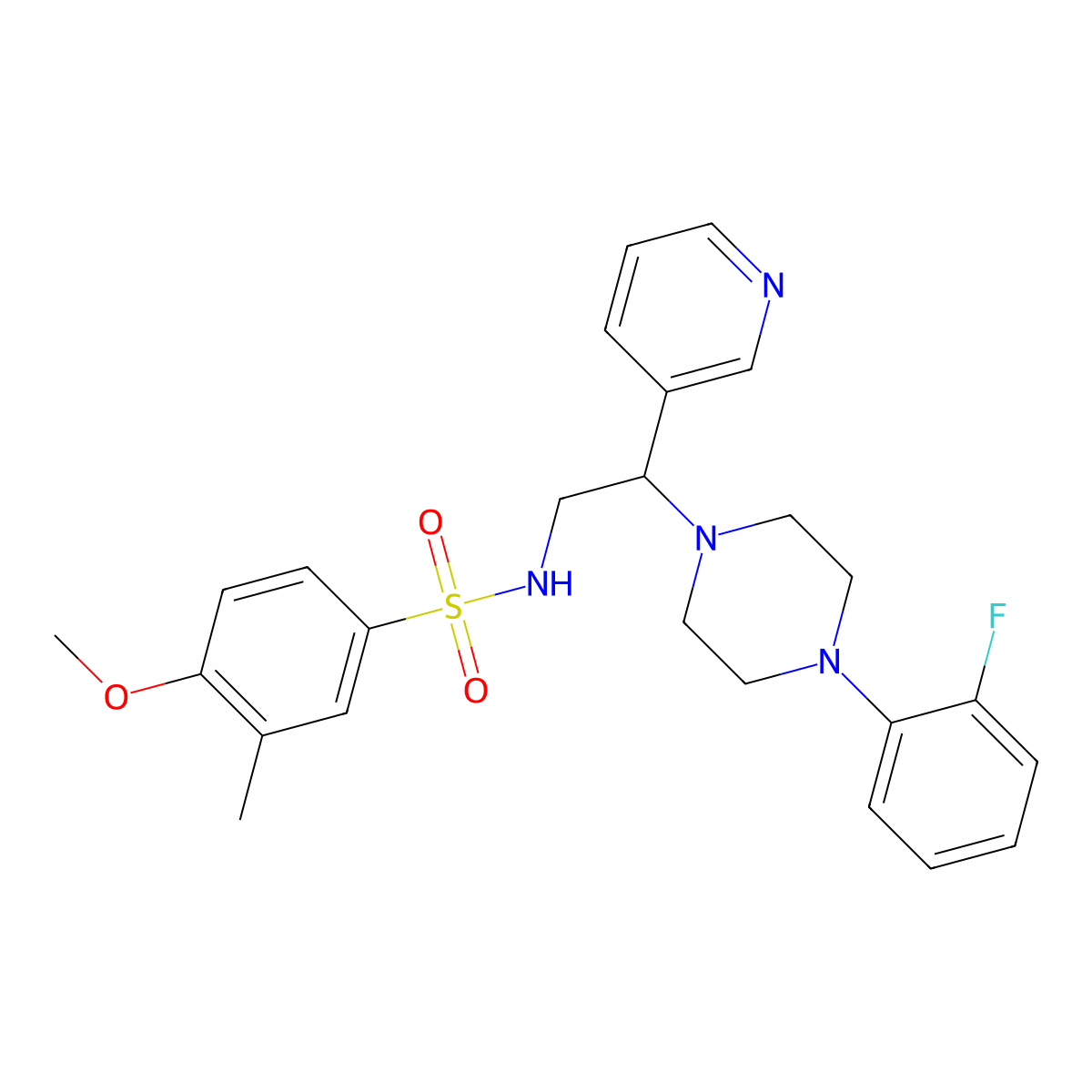 N-(2-(4-(2-fluorophenyl)piperazin-1-yl)-2-(pyridin-3-yl)ethyl)-4-methoxy-3-methylbenzenesulfonamide molecular structure, CAS 863586-96-3