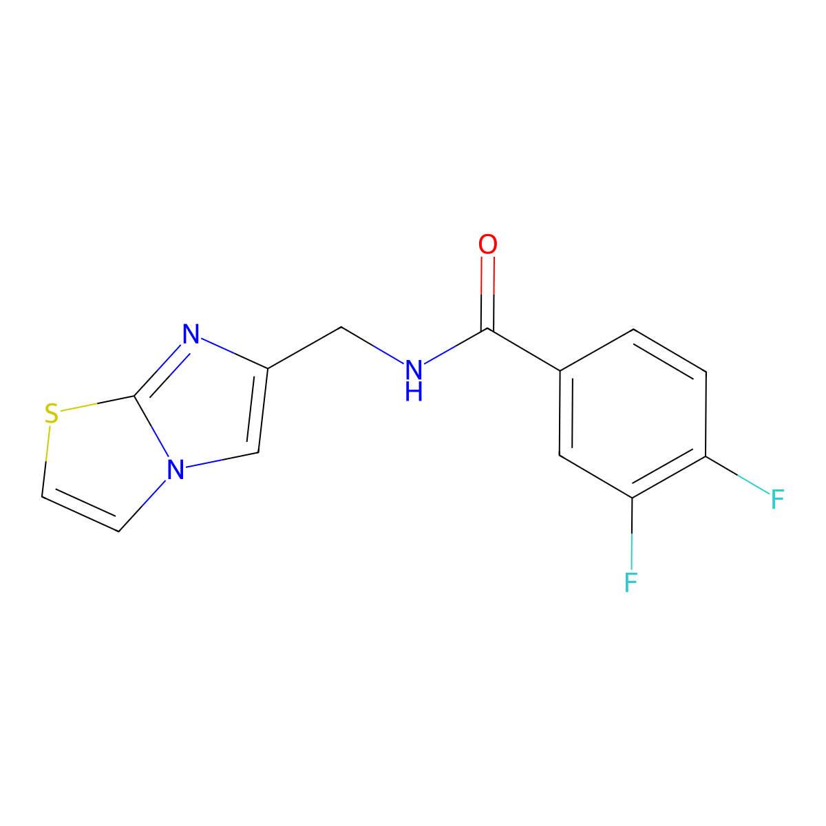 3,4-difluoro-N-({imidazo[2,1-b][1,3]thiazol-6-yl}methyl)benzamide molecular structure, CAS 863587-04-6