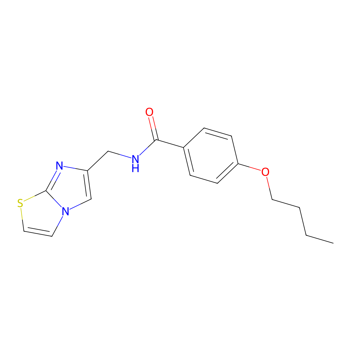 4-butoxy-N-({imidazo[2,1-b][1,3]thiazol-6-yl}methyl)benzamide molecular structure, CAS 863587-11-5