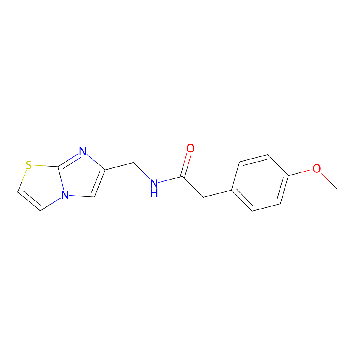 N-(imidazo[2,1-b][1,3]thiazol-6-ylmethyl)-2-(4-methoxyphenyl)acetamide molecular structure, CAS 863587-18-2