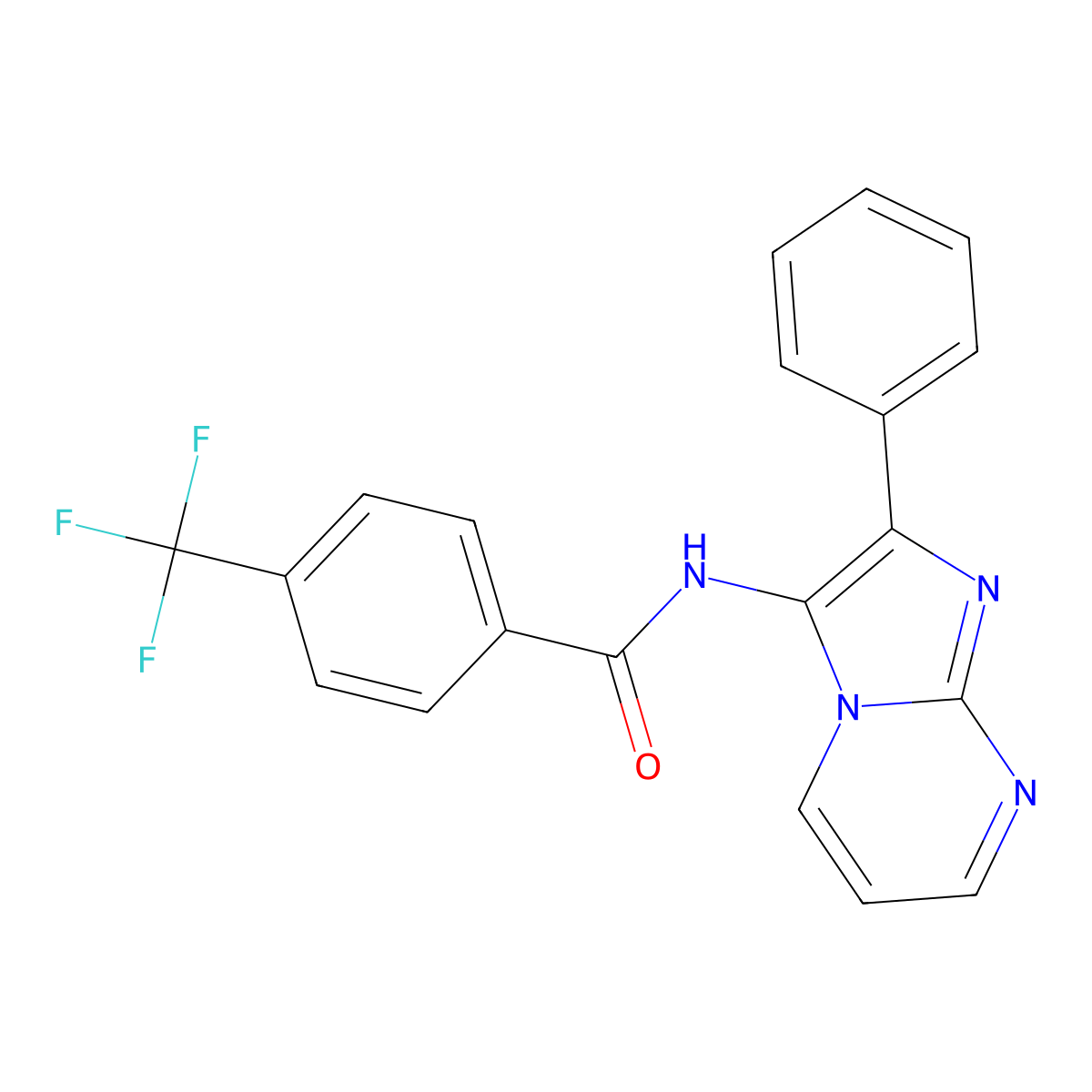 N-(2-phenylimidazo[1,2-a]pyrimidin-3-yl)-4-(trifluoromethyl)benzamide molecular structure, CAS 863587-85-3