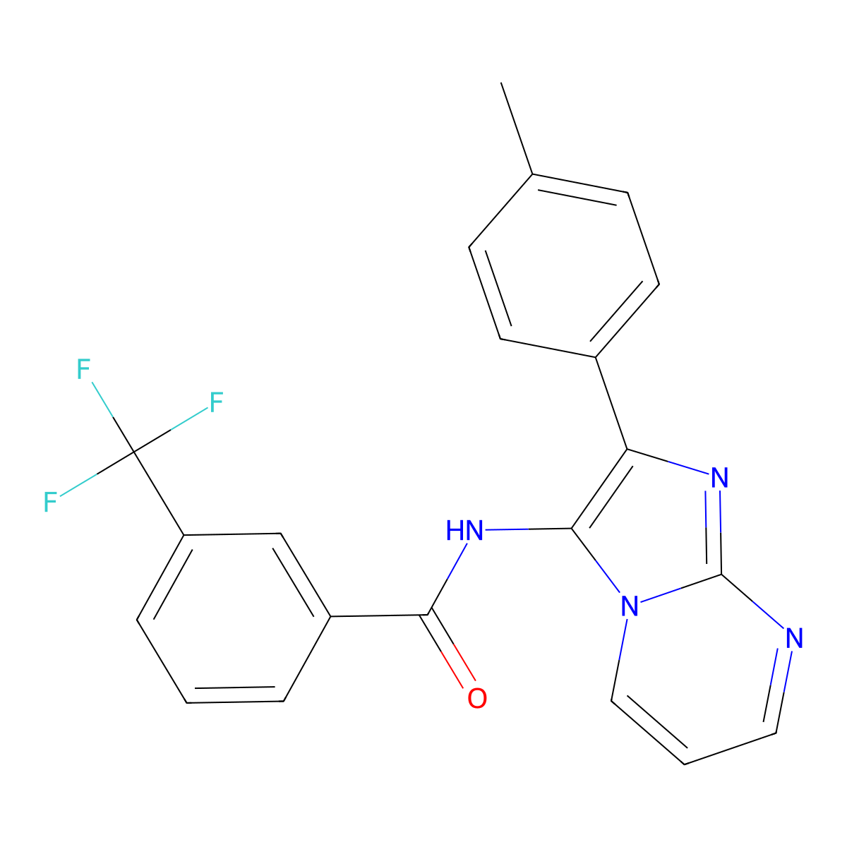 N-[2-(4-methylphenyl)imidazo[1,2-a]pyrimidin-3-yl]-3-(trifluoromethyl)benzamide molecular structure, CAS 863587-90-0