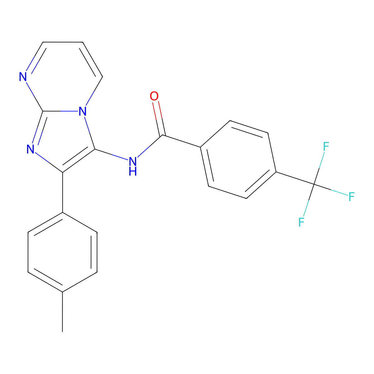 N-(2-(p-tolyl)imidazo[1,2-a]pyrimidin-3-yl)-4-(trifluoromethyl)benzamide molecular structure, CAS 863587-92-2