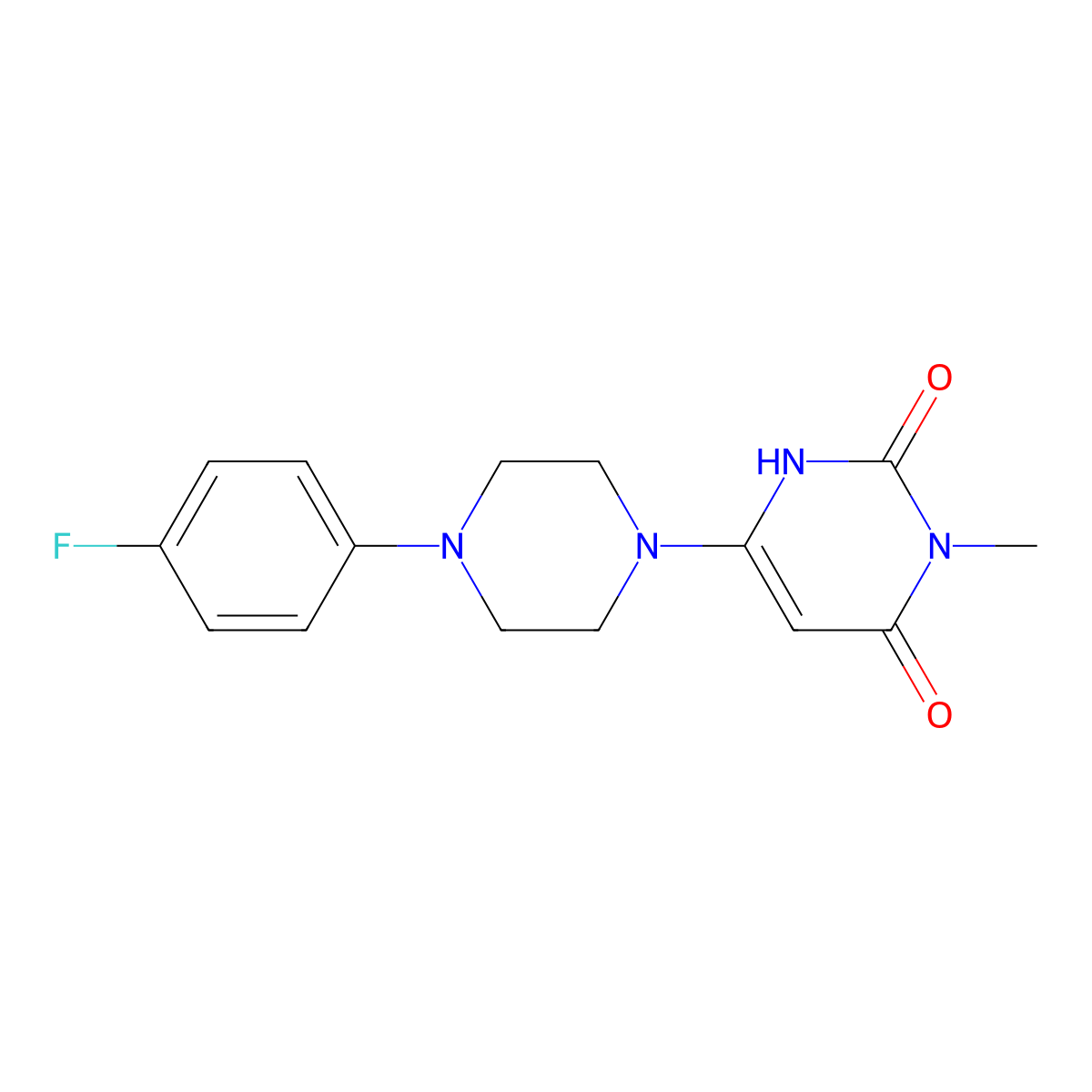6-(4-(4-fluorophenyl)piperazin-1-yl)-3-methylpyrimidine-2,4(1H,3H)-dione molecular structure, CAS 863587-95-5