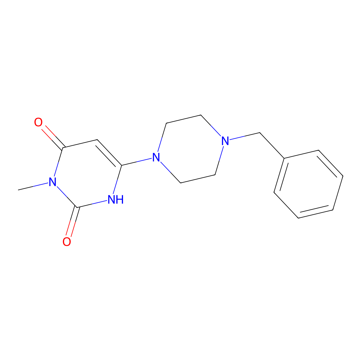 6-(4-benzylpiperazin-1-yl)-3-methyl-1H-pyrimidine-2,4-dione molecular structure, CAS 863587-96-6
