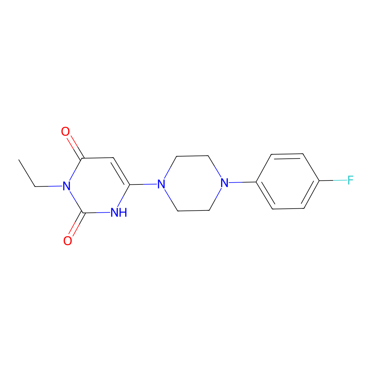3-ethyl-6-(4-(4-fluorophenyl)piperazin-1-yl)pyrimidine-2,4(1H,3H)-dione molecular structure, CAS 863588-05-0