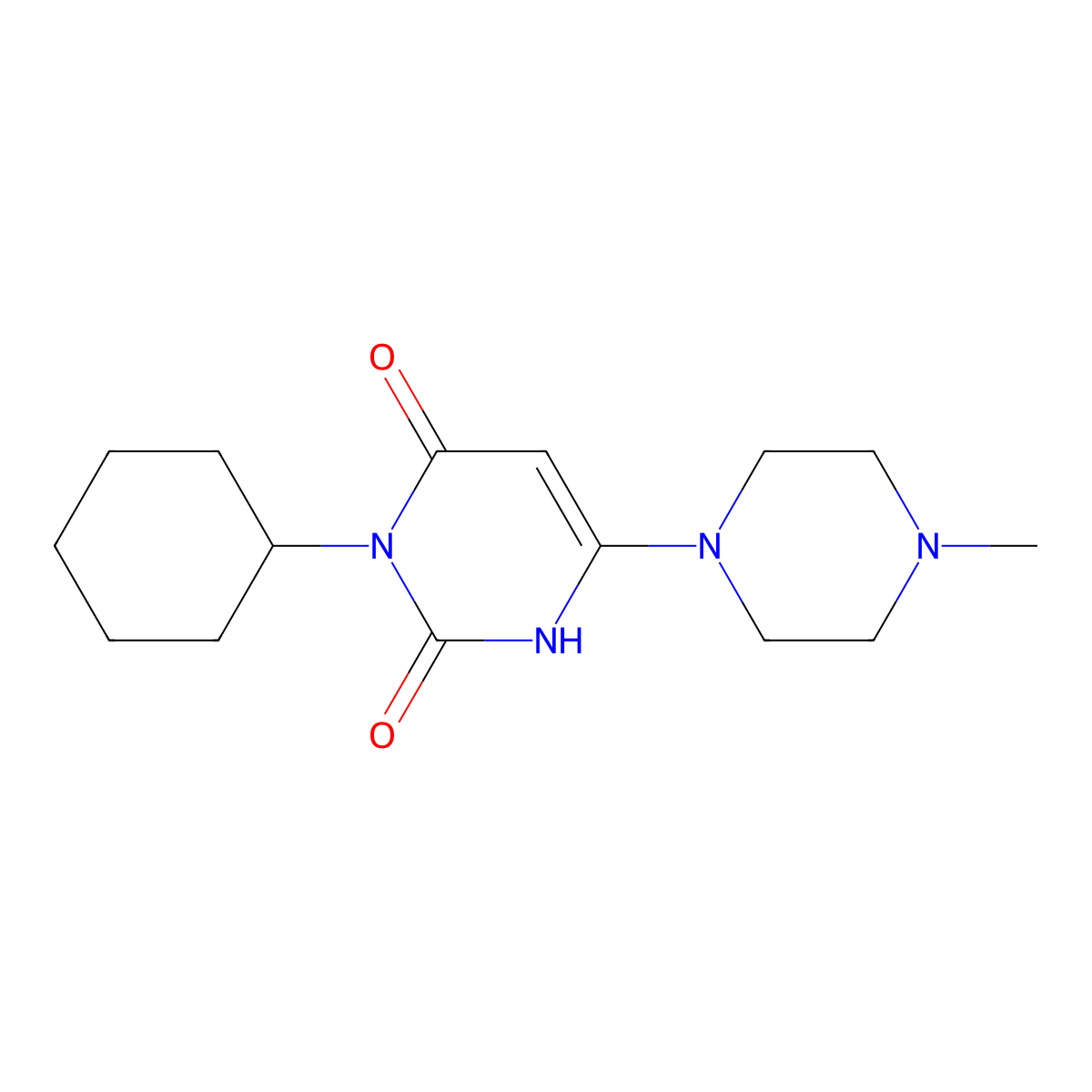 3-cyclohexyl-6-(4-methylpiperazin-1-yl)-1H-pyrimidine-2,4-dione molecular structure, CAS 863588-15-2