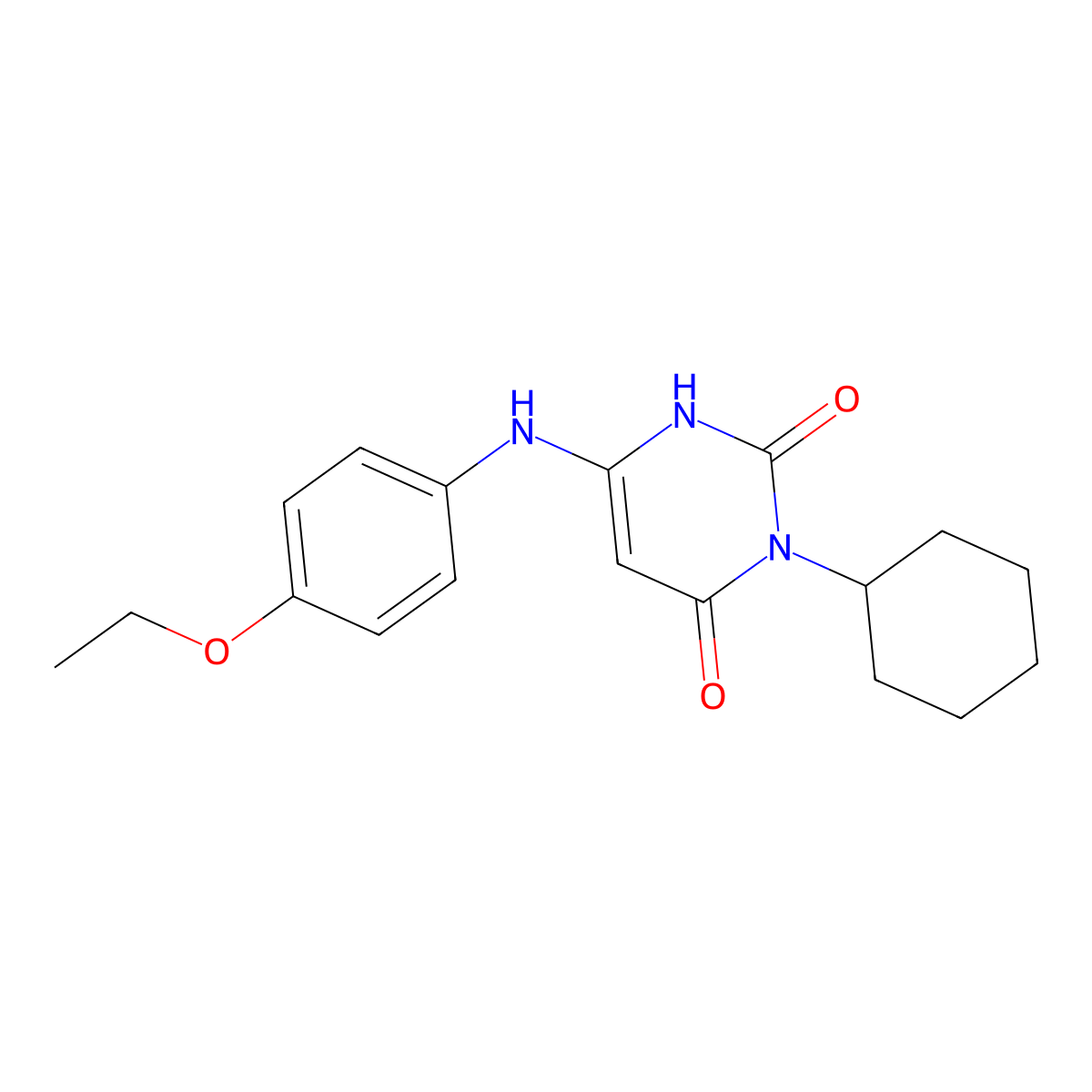 3-cyclohexyl-6-(4-ethoxyanilino)-1H-pyrimidine-2,4-dione molecular structure, CAS 863588-19-6
