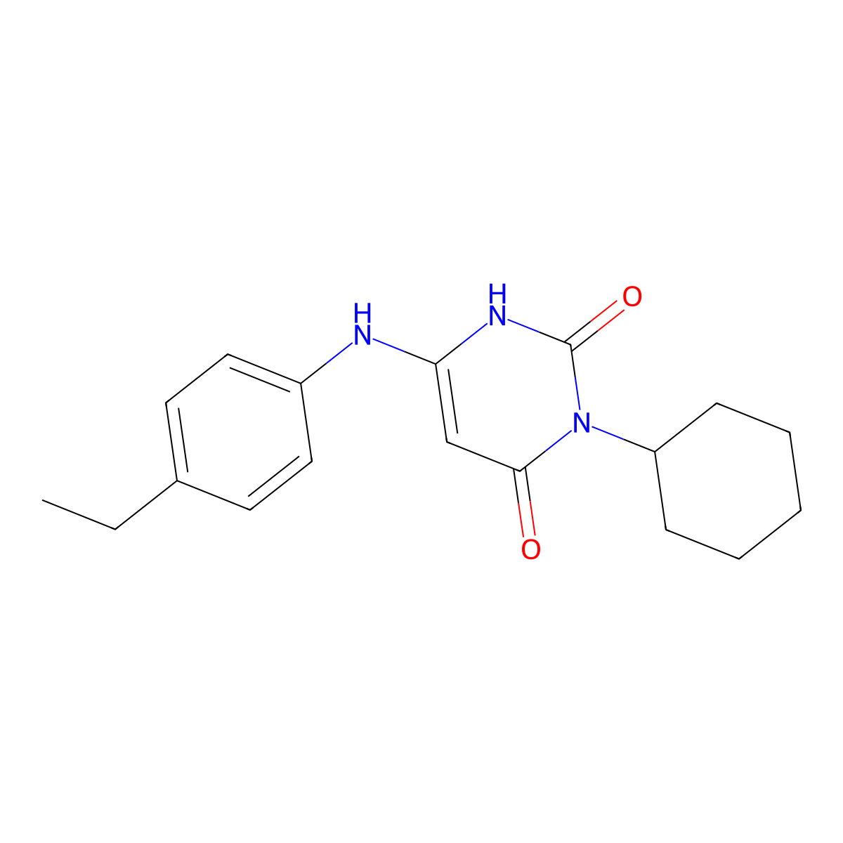 3-cyclohexyl-6-(4-ethylanilino)-1H-pyrimidine-2,4-dione molecular structure, CAS 863588-30-1