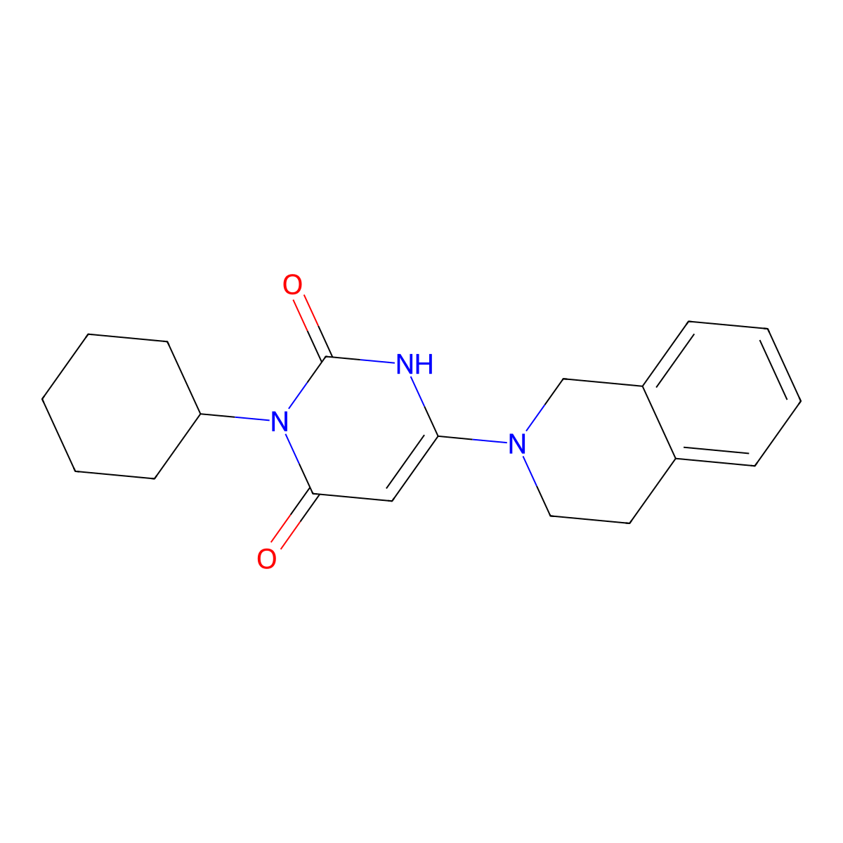 3-cyclohexyl-6-(3,4-dihydro-1H-isoquinolin-2-yl)-1H-pyrimidine-2,4-dione molecular structure, CAS 863588-34-5
