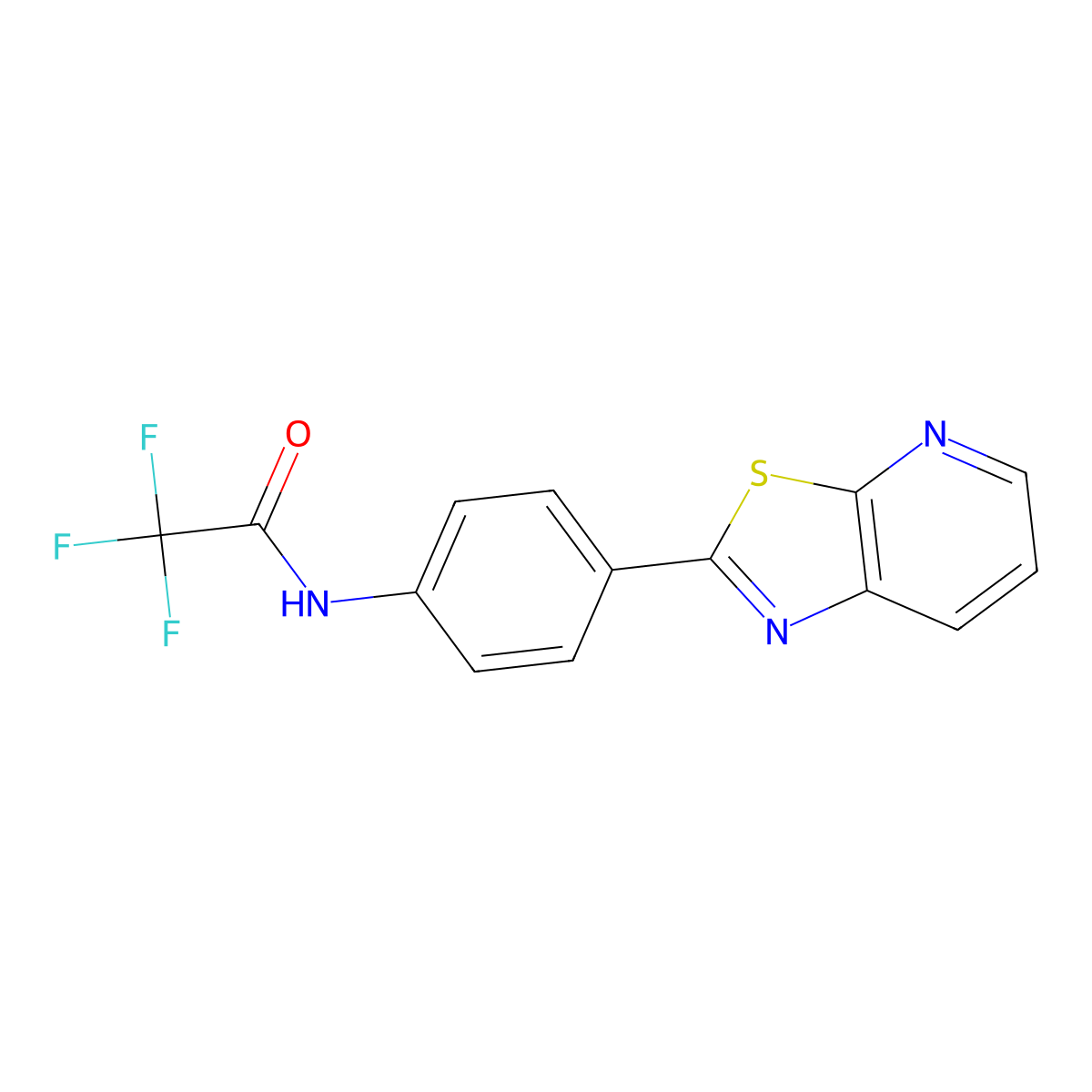 2,2,2-trifluoro-N-(4-(thiazolo[5,4-b]pyridin-2-yl)phenyl)acetamide molecular structure, CAS 863588-41-4