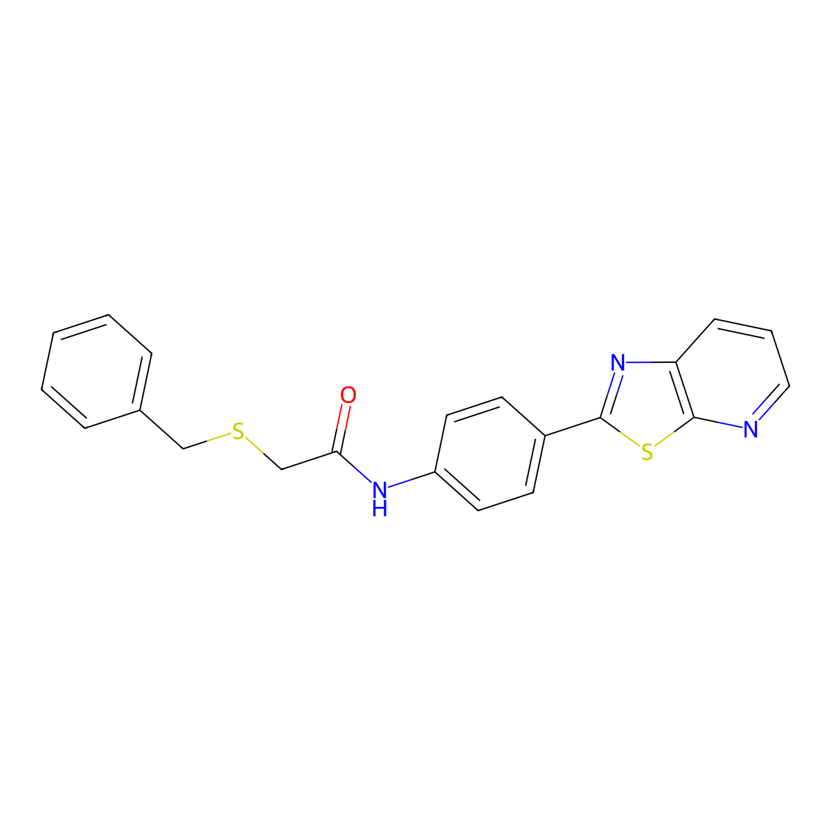 2-(benzylthio)-N-(4-(thiazolo[5,4-b]pyridin-2-yl)phenyl)acetamide molecular structure, CAS 863588-44-7