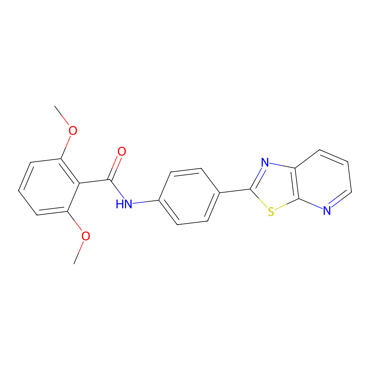2,6-dimethoxy-N-(4-(thiazolo[5,4-b]pyridin-2-yl)phenyl)benzamide molecular structure, CAS 863588-53-8