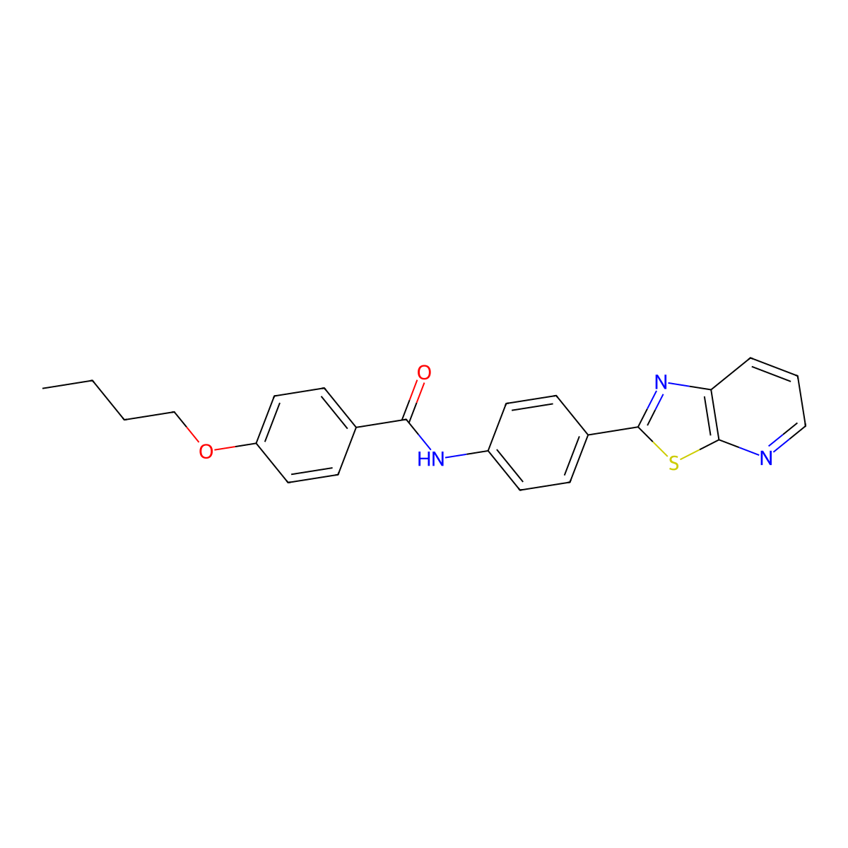 4-butoxy-N-(4-(thiazolo[5,4-b]pyridin-2-yl)phenyl)benzamide molecular structure, CAS 863588-54-9