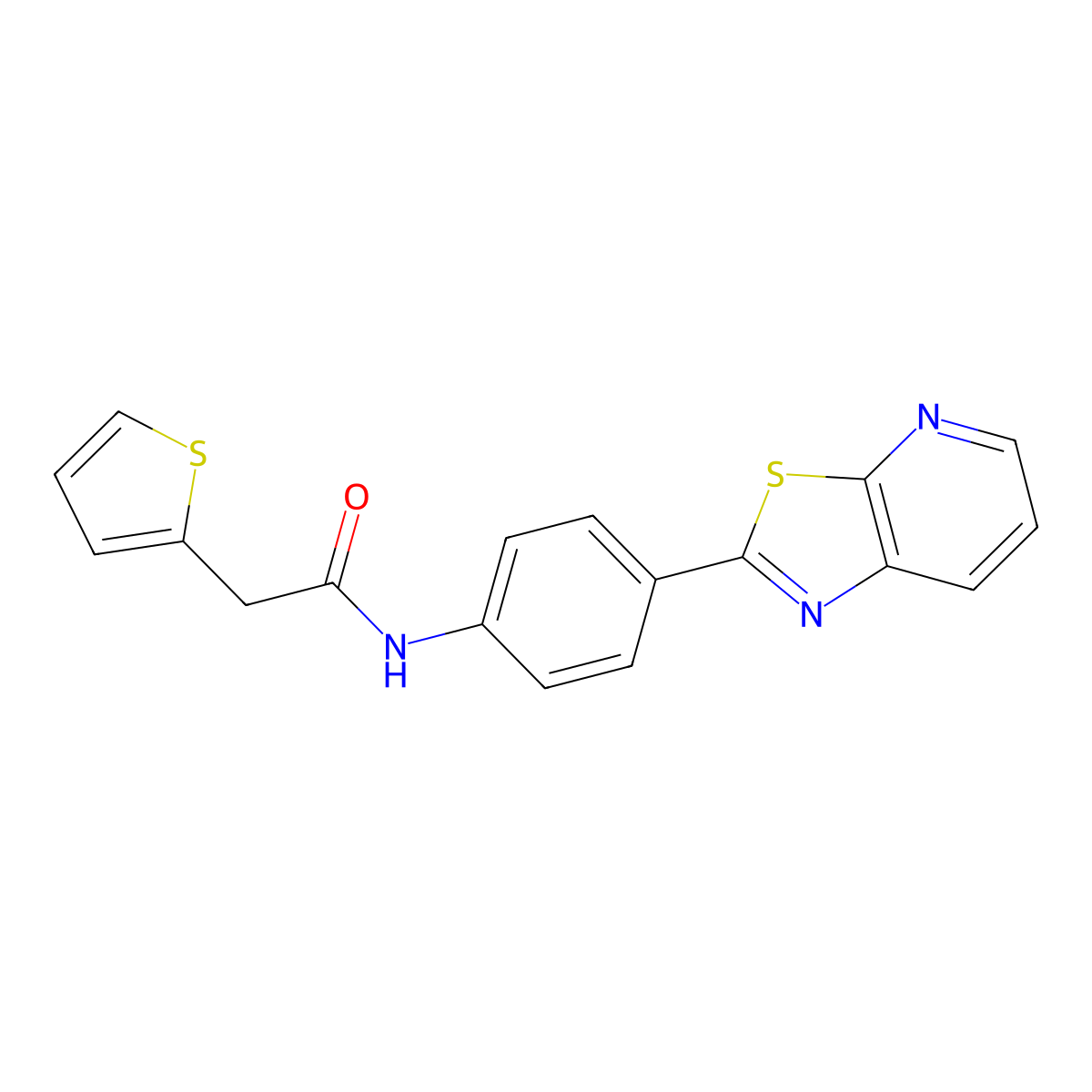 N-(4-(thiazolo[5,4-b]pyridin-2-yl)phenyl)-2-(thiophen-2-yl)acetamide molecular structure, CAS 863588-59-4