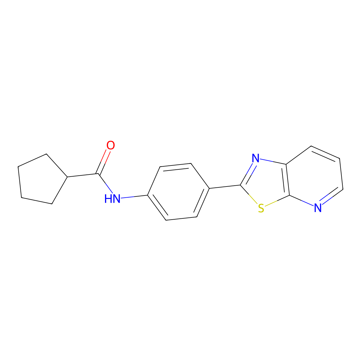 N-(4-(thiazolo[5,4-b]pyridin-2-yl)phenyl)cyclopentanecarboxamide molecular structure, CAS 863588-60-7