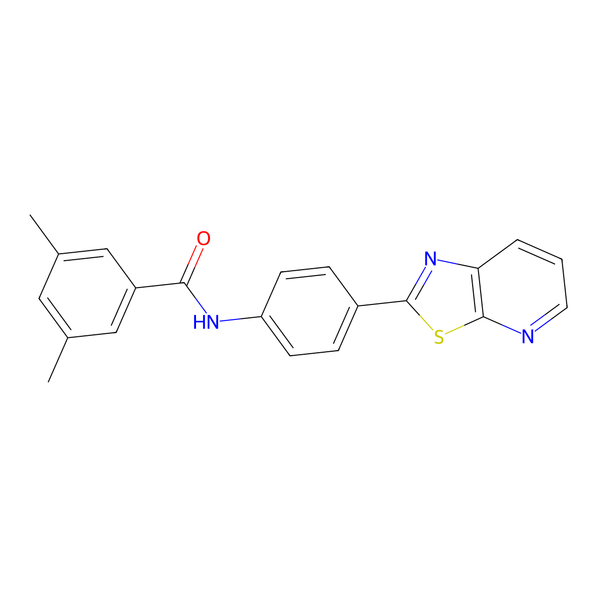 3,5-dimethyl-N-(4-(thiazolo[5,4-b]pyridin-2-yl)phenyl)benzamide molecular structure, CAS 863588-67-4
