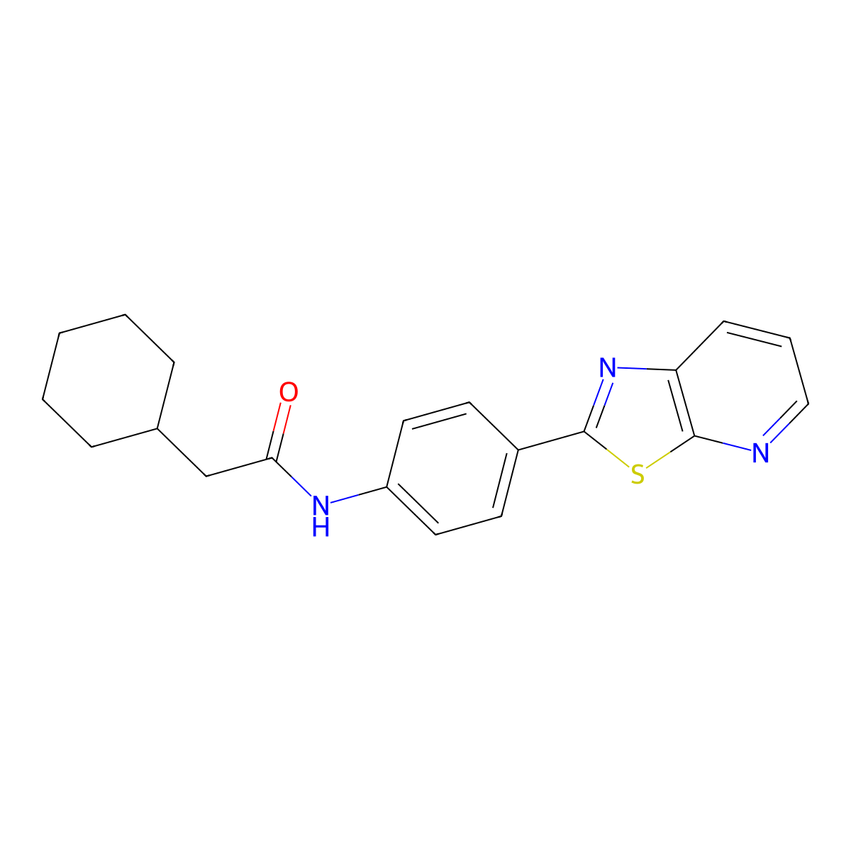 2-cyclohexyl-N-(4-(thiazolo[5,4-b]pyridin-2-yl)phenyl)acetamide molecular structure, CAS 863588-68-5