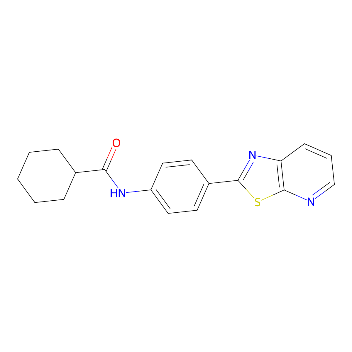 N-(4-(thiazolo[5,4-b]pyridin-2-yl)phenyl)cyclohexanecarboxamide molecular structure, CAS 863588-78-7