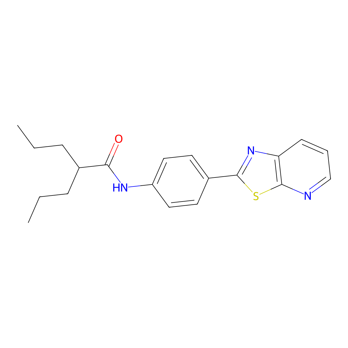 2-propyl-N-(4-(thiazolo[5,4-b]pyridin-2-yl)phenyl)pentanamide molecular structure, CAS 863588-80-1