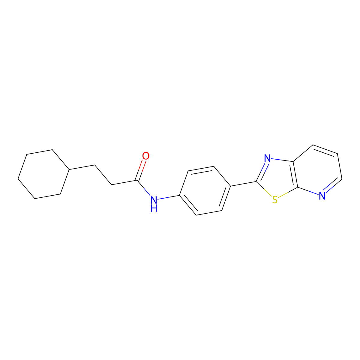 3-cyclohexyl-N-(4-{[1,3]thiazolo[5,4-b]pyridin-2-yl}phenyl)propanamide molecular structure, CAS 863588-94-7