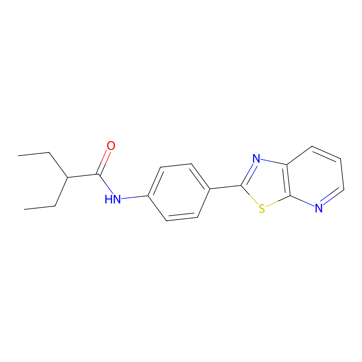 2-ethyl-N-(4-(thiazolo[5,4-b]pyridin-2-yl)phenyl)butanamide molecular structure, CAS 863588-98-1