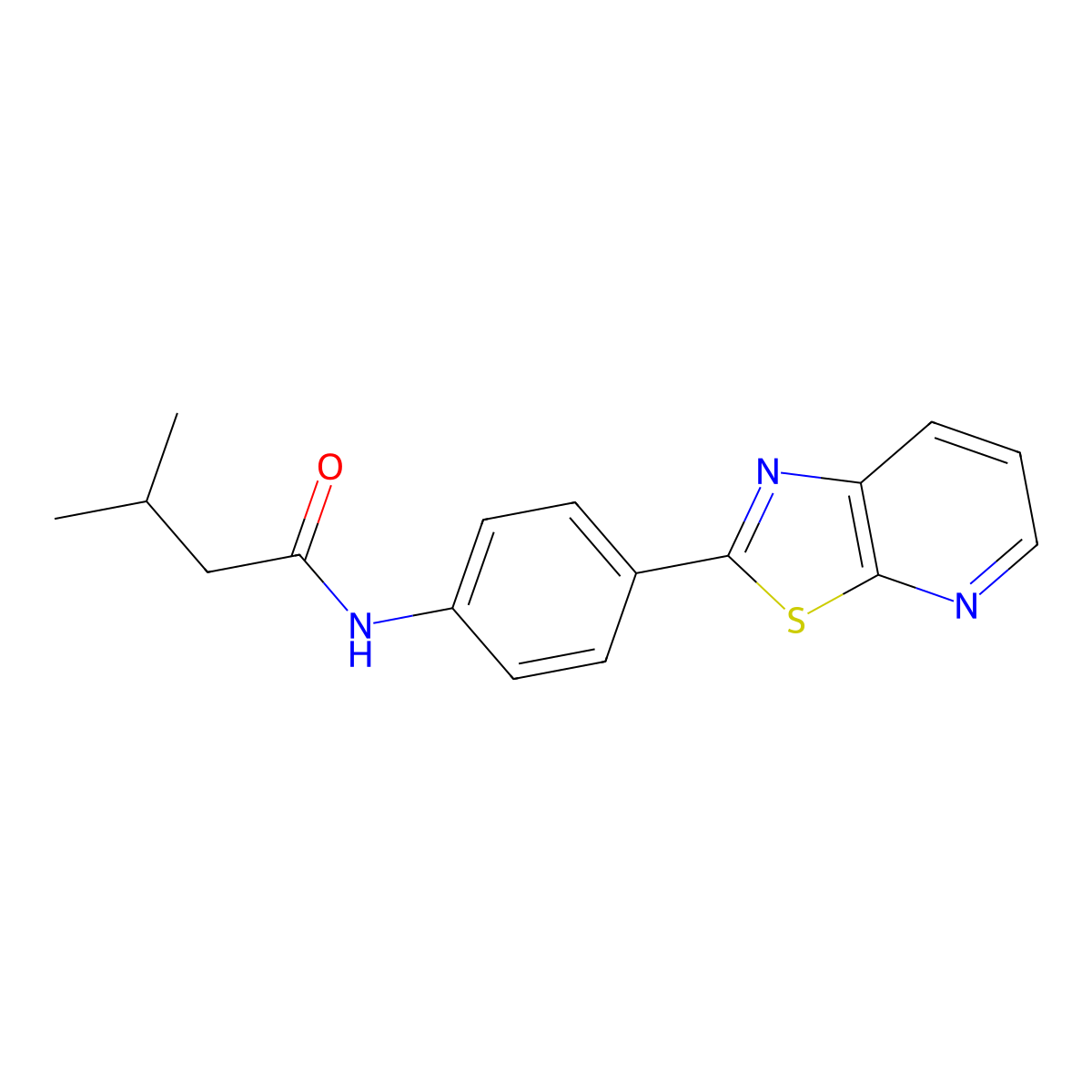 3-methyl-N-(4-(thiazolo[5,4-b]pyridin-2-yl)phenyl)butanamide molecular structure, CAS 863589-01-9