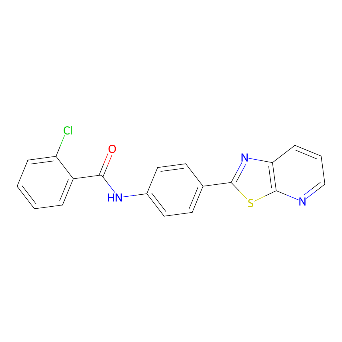 2-chloro-N-(4-(thiazolo[5,4-b]pyridin-2-yl)phenyl)benzamide molecular structure, CAS 863589-04-2