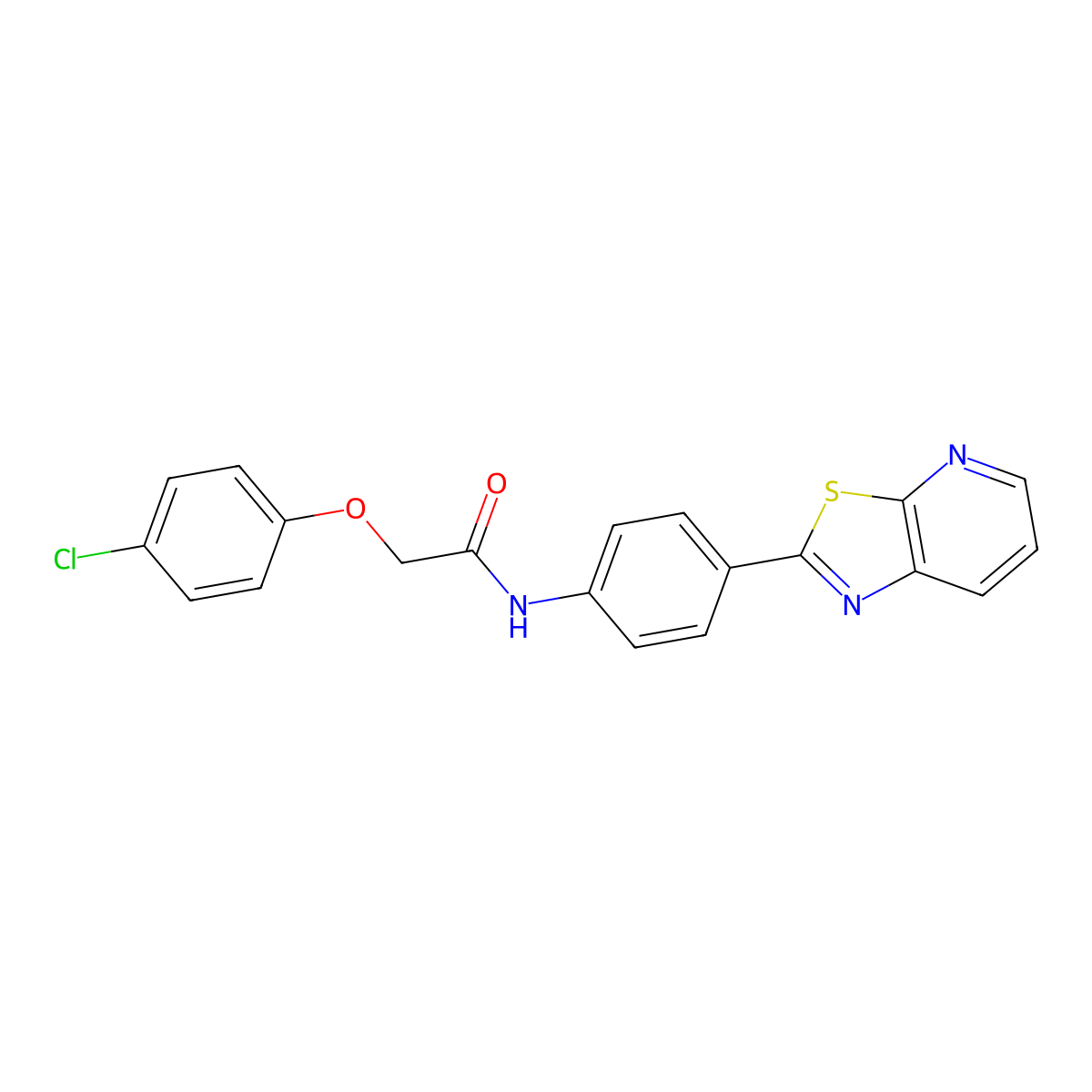 2-(4-chlorophenoxy)-N-(4-{[1,3]thiazolo[5,4-b]pyridin-2-yl}phenyl)acetamide molecular structure, CAS 863589-05-3
