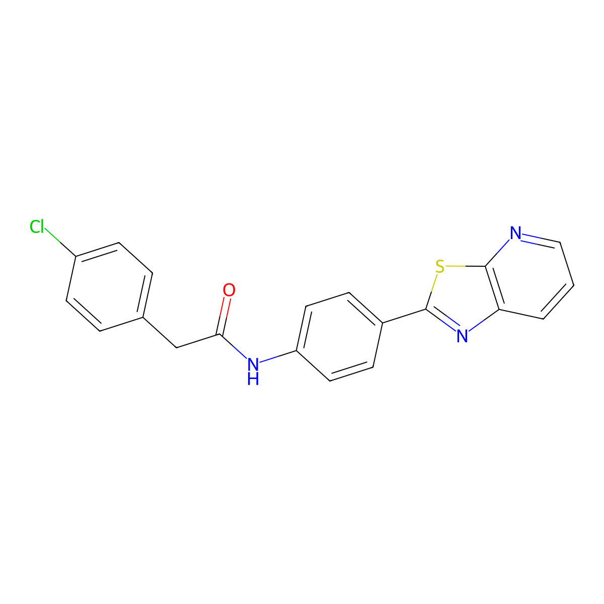 2-(4-chlorophenyl)-N-(4-(thiazolo[5,4-b]pyridin-2-yl)phenyl)acetamide molecular structure, CAS 863589-06-4