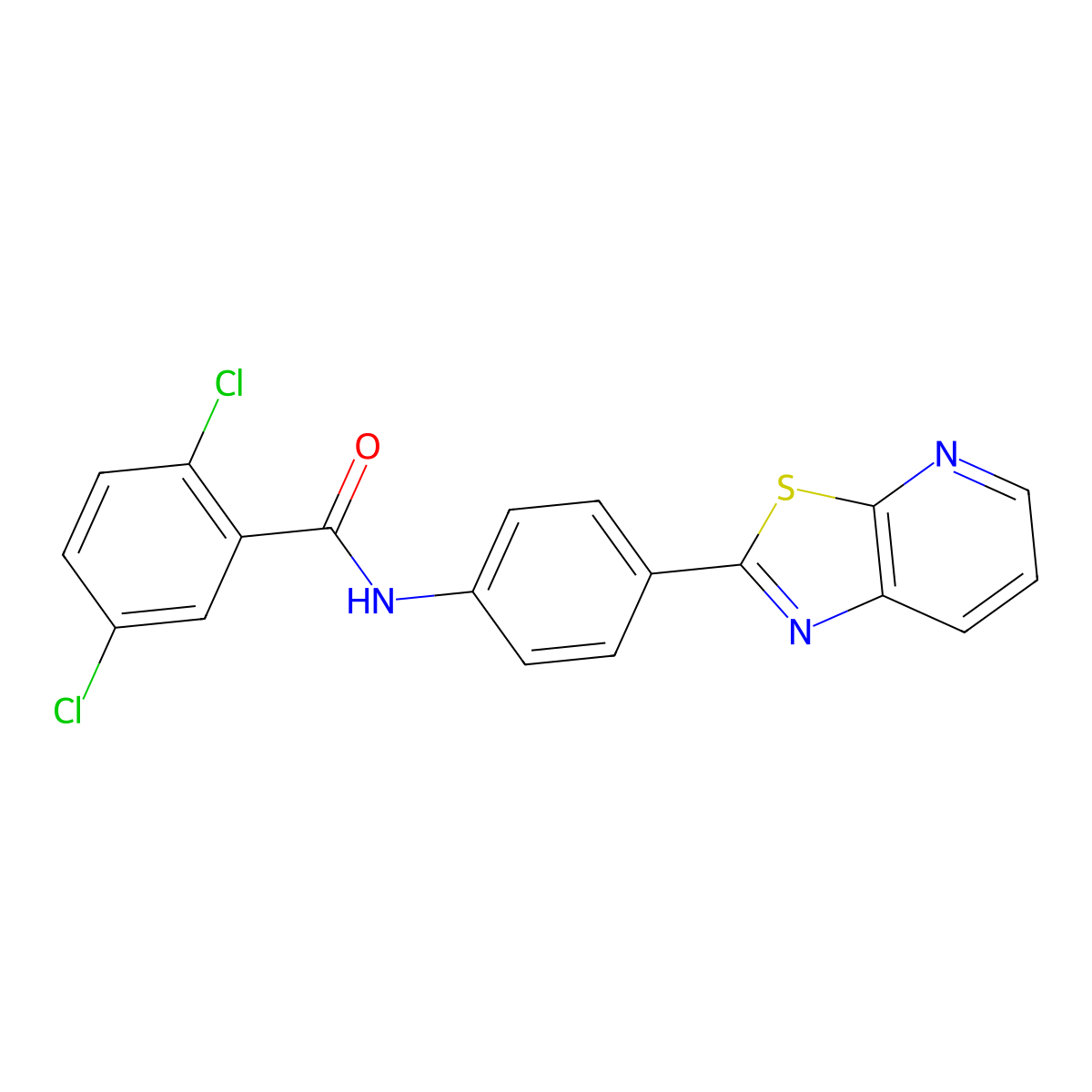 2,5-dichloro-N-(4-(thiazolo[5,4-b]pyridin-2-yl)phenyl)benzamide molecular structure, CAS 863589-09-7