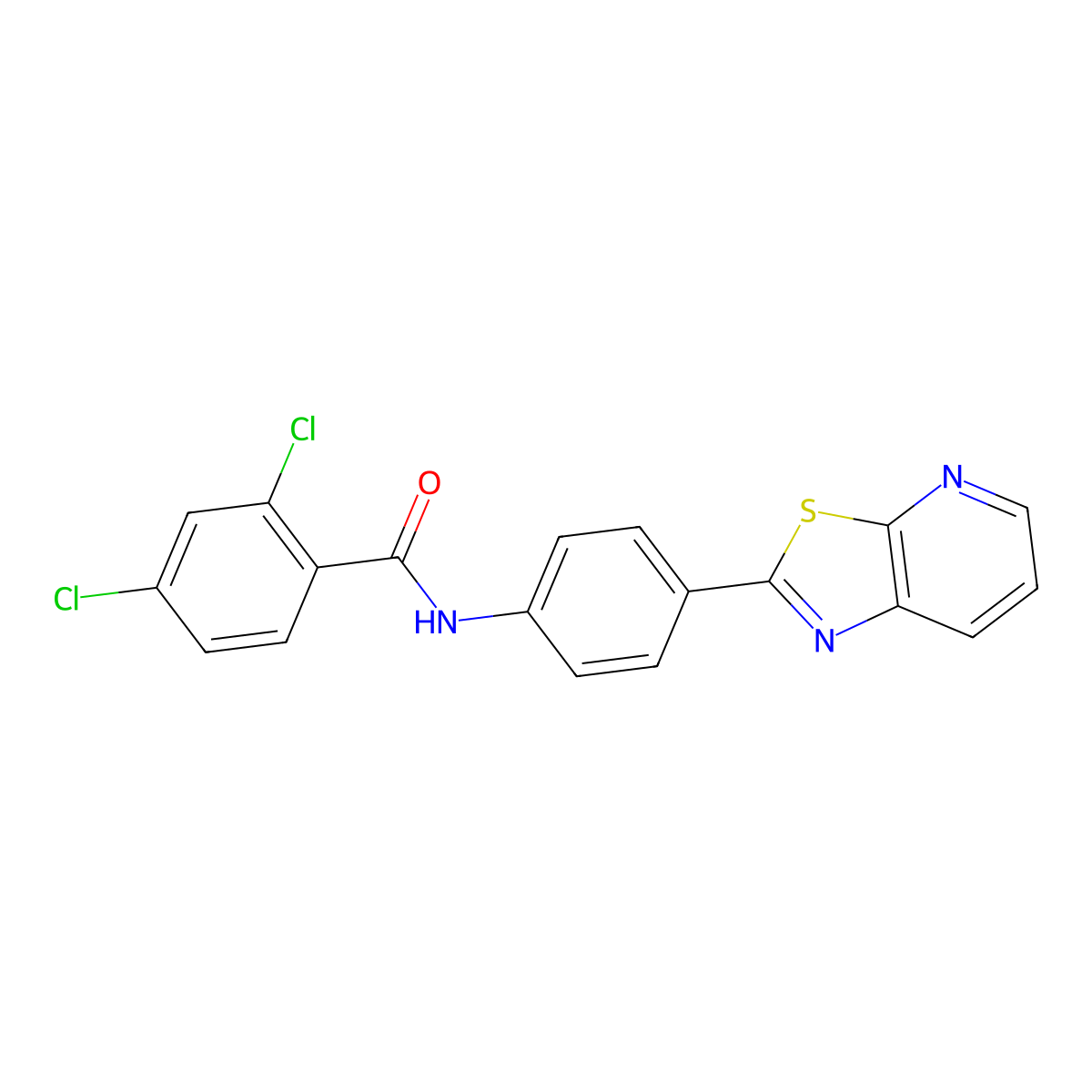 2,4-dichloro-N-(4-(thiazolo[5,4-b]pyridin-2-yl)phenyl)benzamide molecular structure, CAS 863589-10-0
