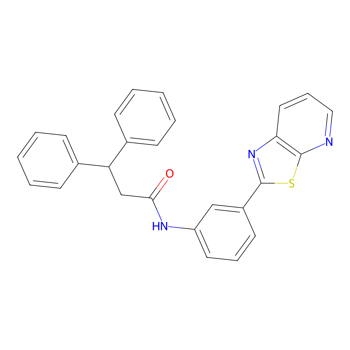 3,3-diphenyl-N-(3-(thiazolo[5,4-b]pyridin-2-yl)phenyl)propanamide molecular structure, CAS 863592-43-2