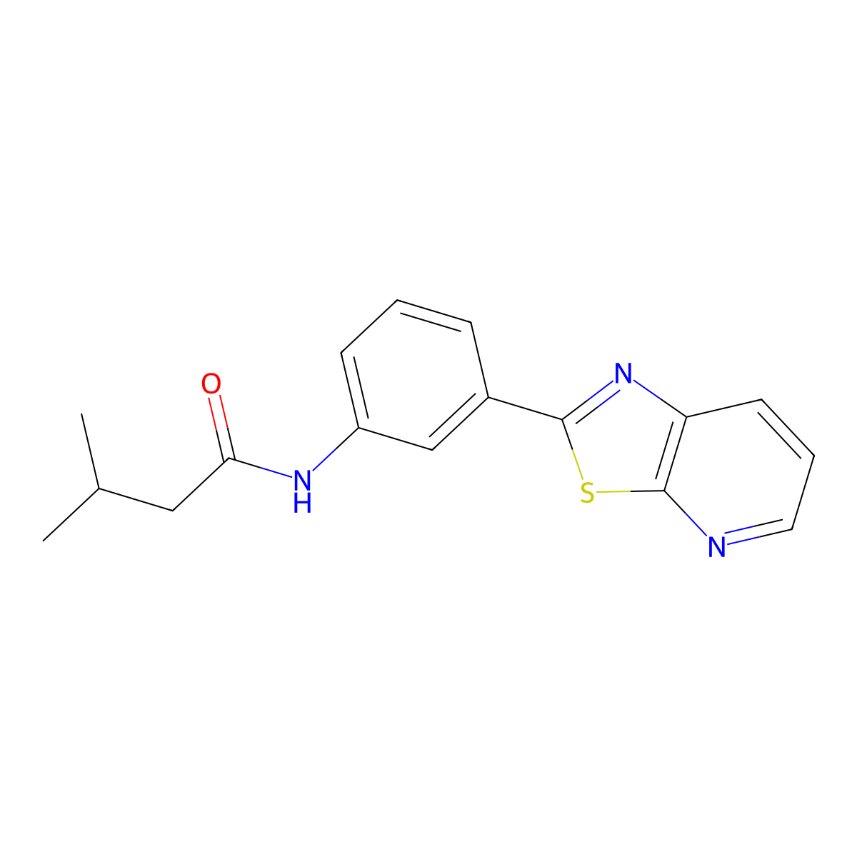 3-methyl-N-(3-(thiazolo[5,4-b]pyridin-2-yl)phenyl)butanamide molecular structure, CAS 863592-53-4